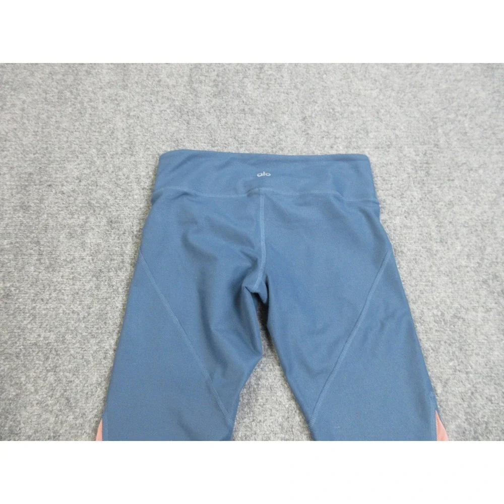 Alo Yoga Capri Pants Womens M Blue Colorblock High Rise Leggings Athletic Gym